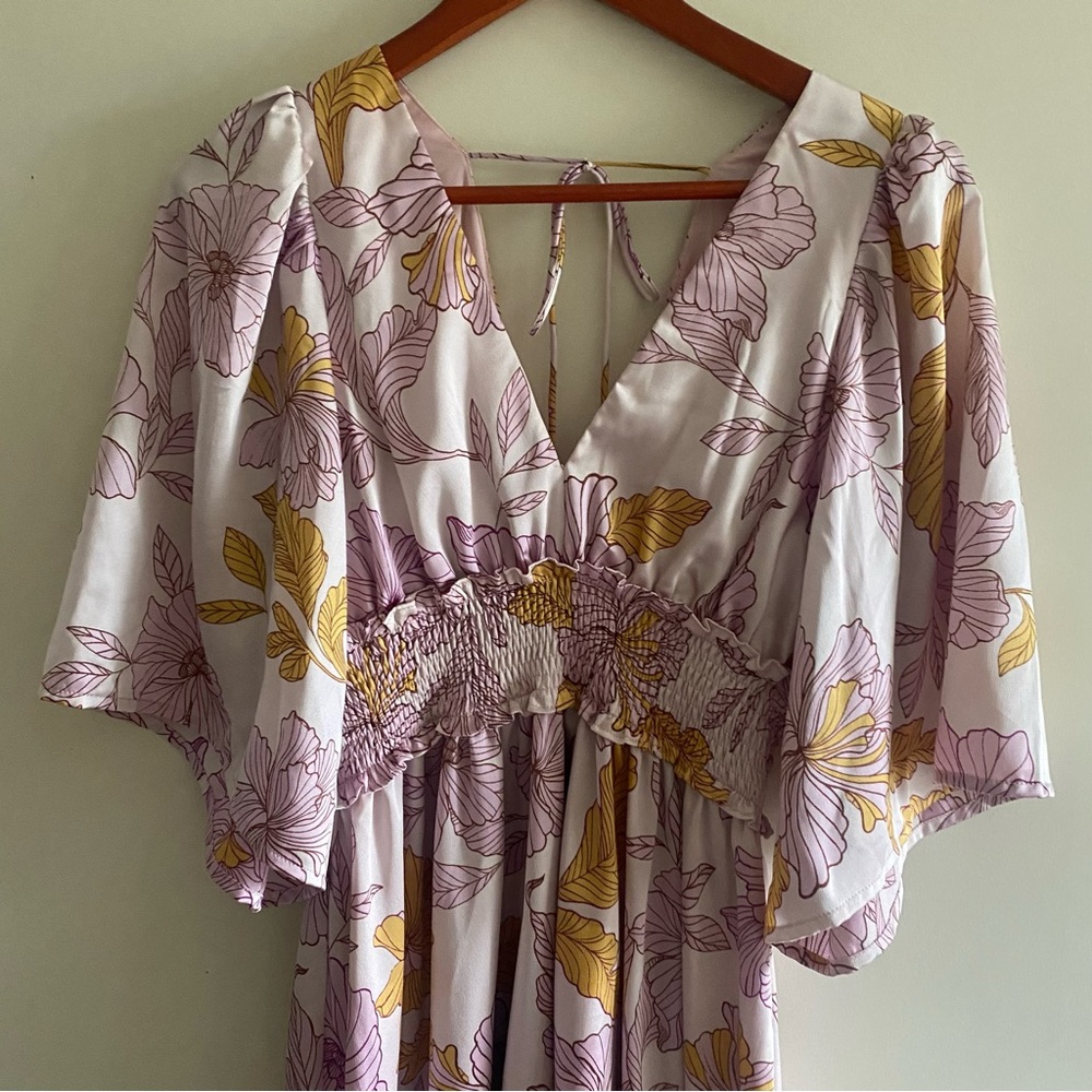 Anthropologie En Saison Floral Smocked Waist V-Neck Maxi Dress - Picture 3 of 10
